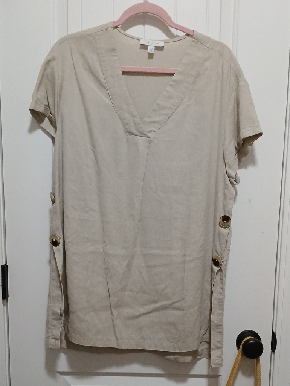 New Directions Cream Short-Sleeve V-Neck Tunic